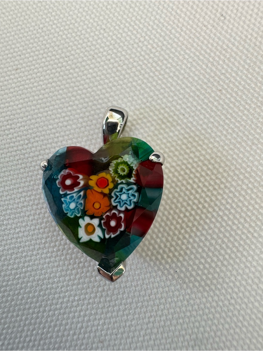 Alan K Heart-Shaped Millefiori Murano Glass Pendant - Multicolor